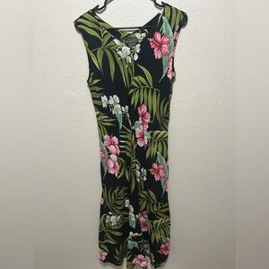 Puanani Floral Hawaiian Super Soft Rayon  Midi Dress Size Small